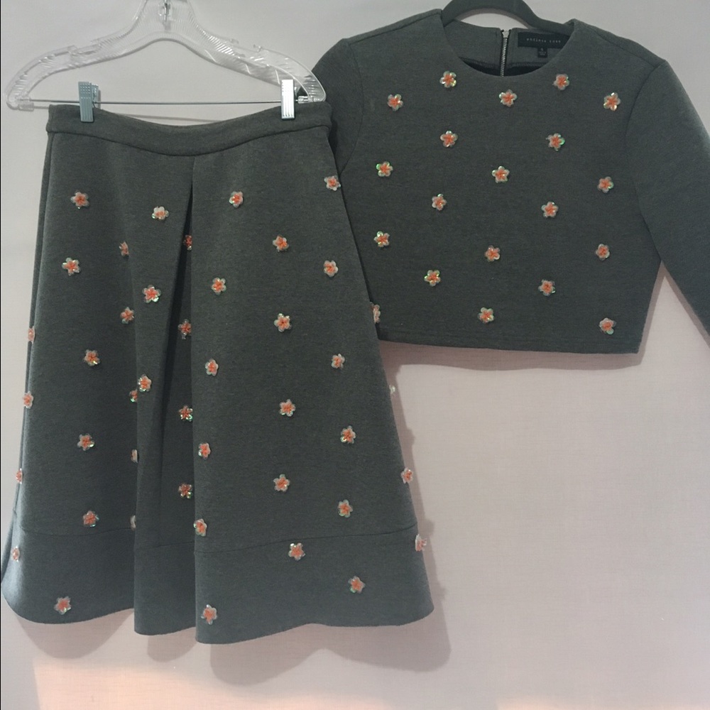 Embellished skirt and crop top!