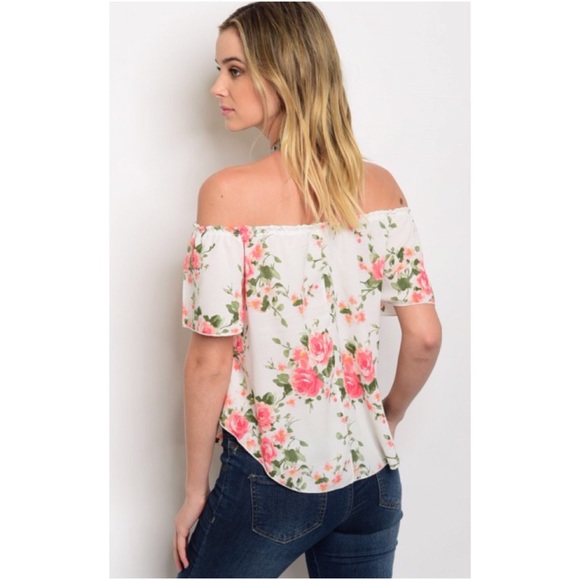 CLEARANCE Ivory Floral Off Shoulder Top - Picture 2 of 2