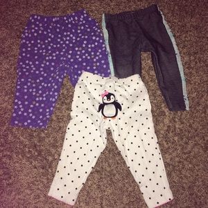 Lot of 3 baby girl pants winter theme
