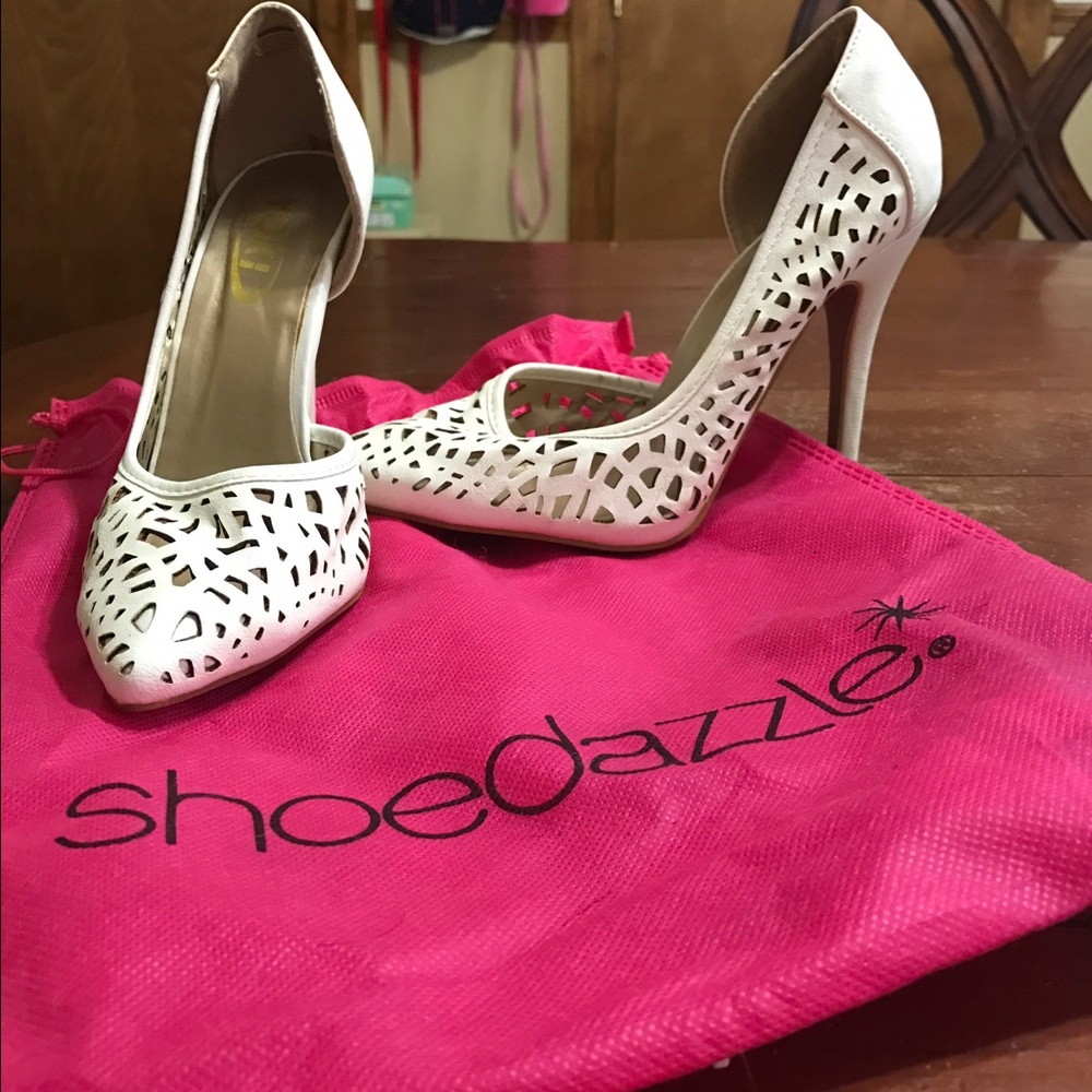 White laser cute heels