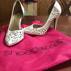 White laser cute heels
