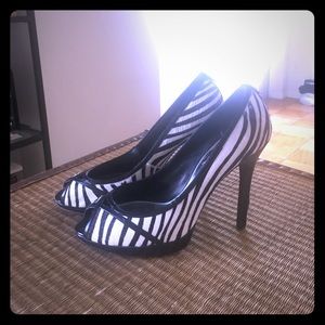Karen Millen Pony hair zebra stilettos