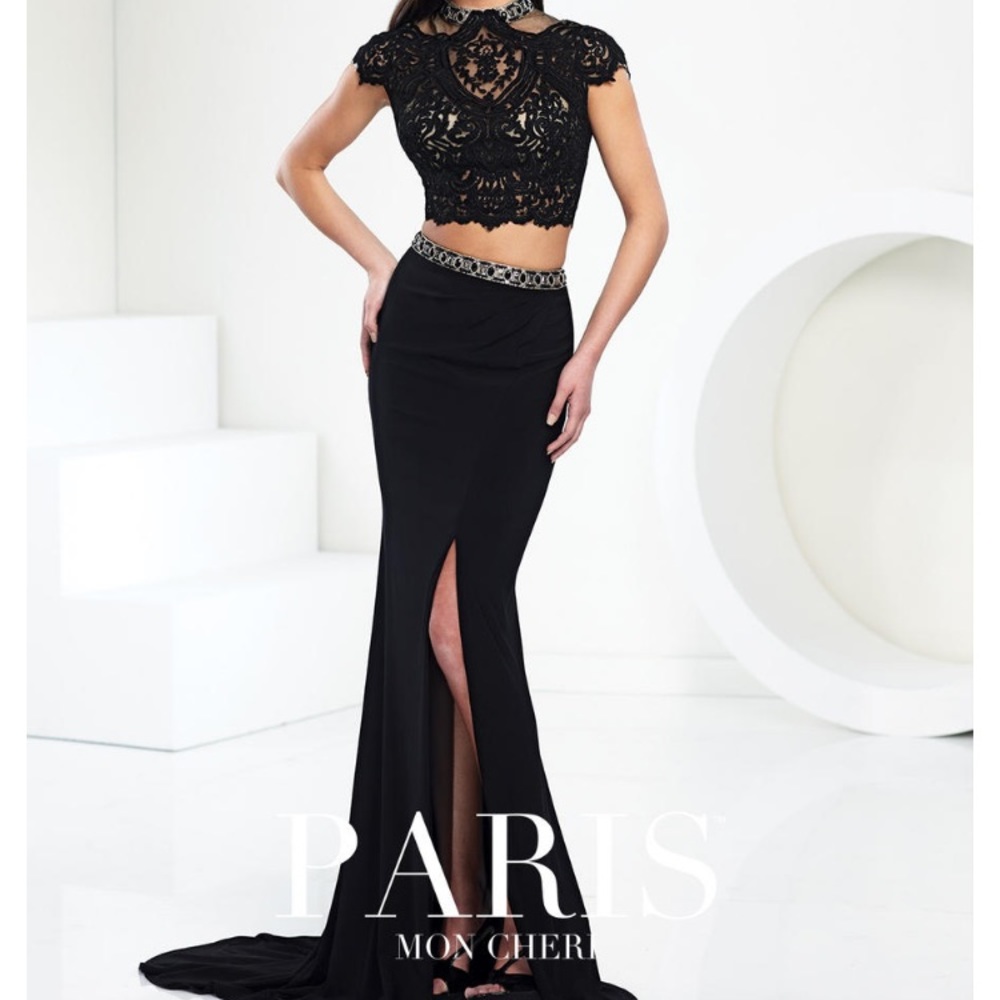 Mon Cheri Black Prom Dress