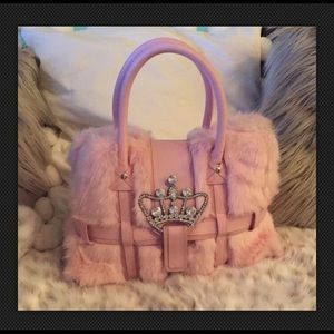 My flat in London pink furry 2 strap purse