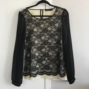 The Limited - Black Lace/Off White Top - Size S
