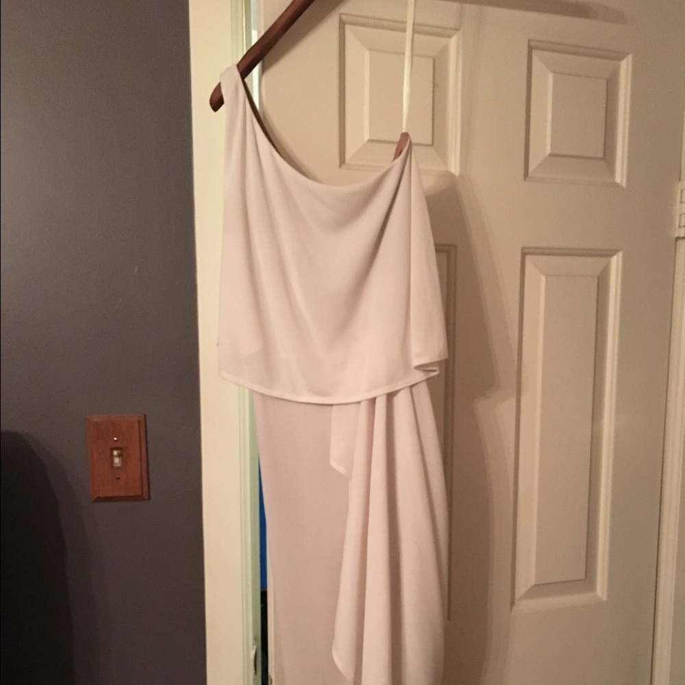 BCBG white one shoulder dress
