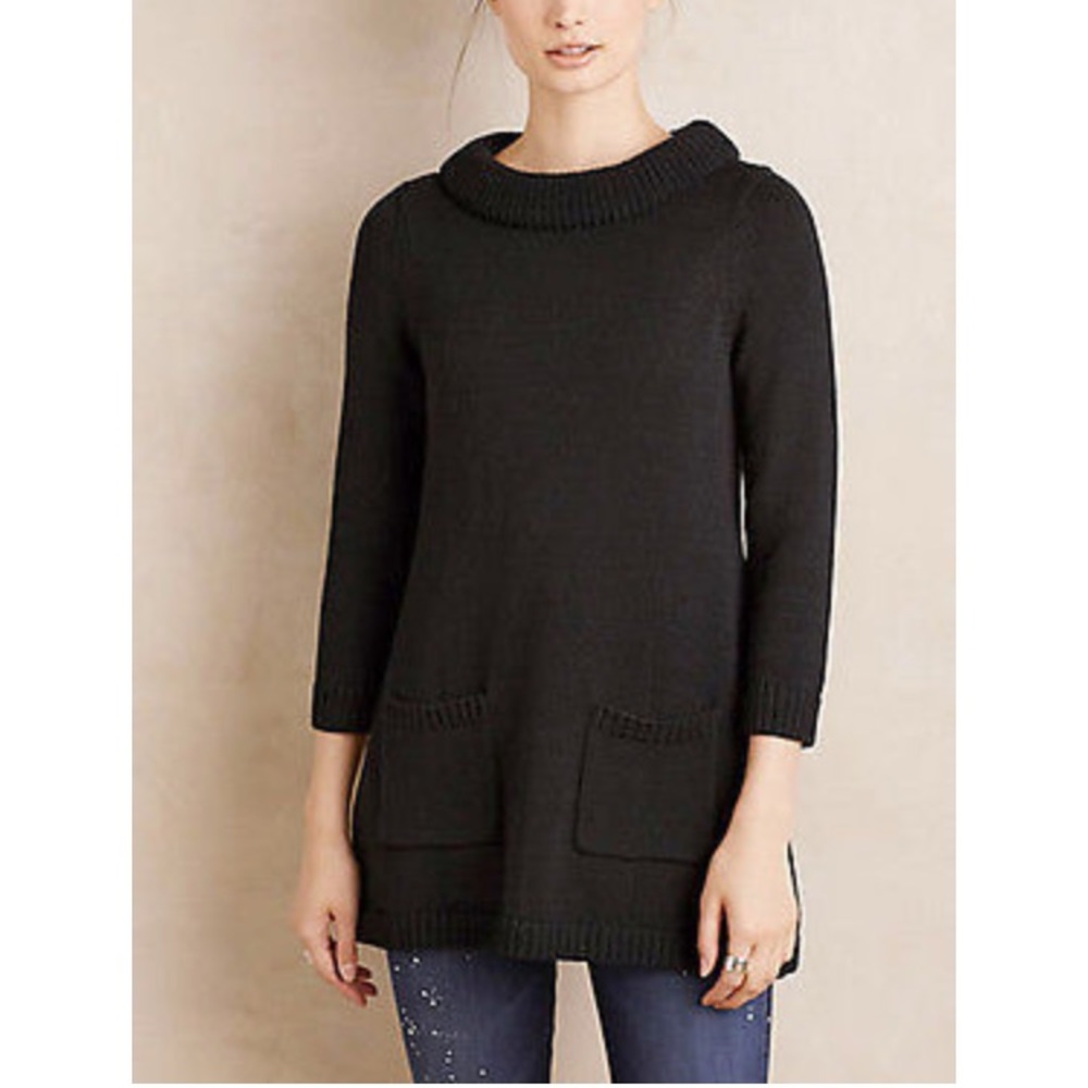 Anthropologie Rib-Trimmed Swing Sweater