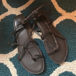 Brown, strappy sandals