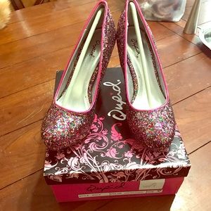 Qupid multi color glitter heels