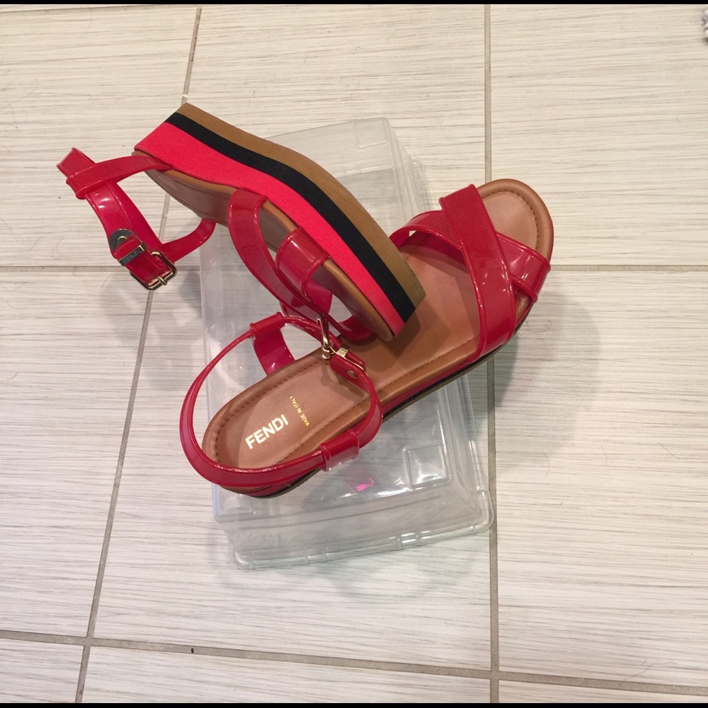 Red Fendi Red Jelly Sandals