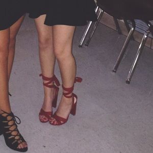 Lola Shoetique red lace up heels