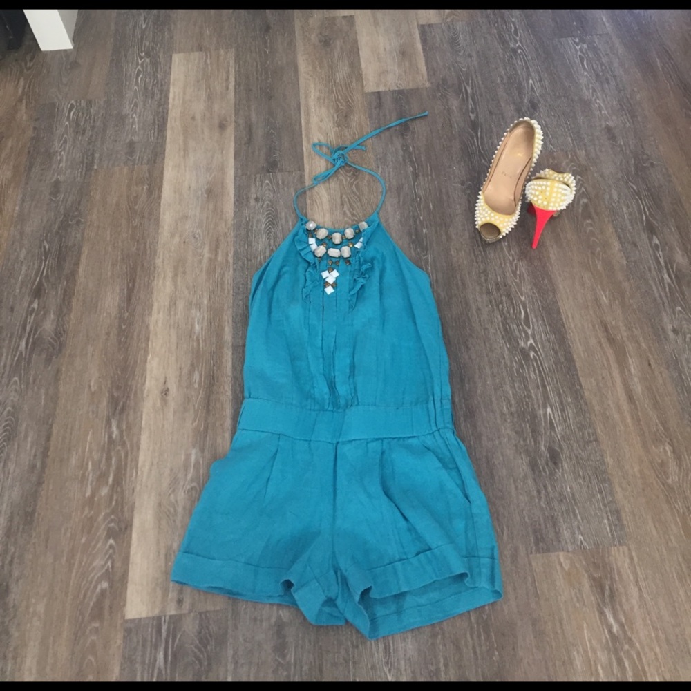 Bright blue Halter romper
