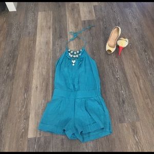 Bright blue Halter romper