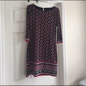 WHBM Black dress with fun red pattern. XS