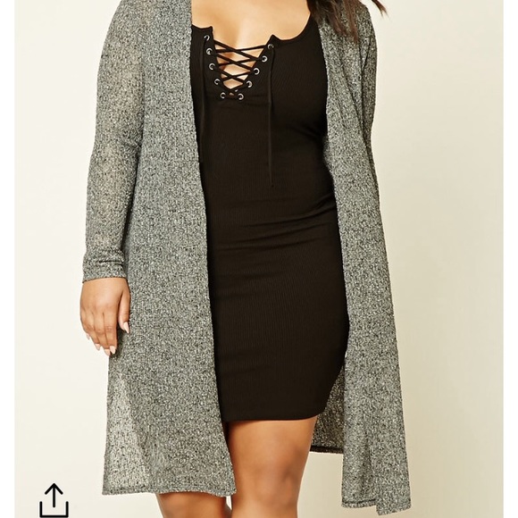 Forever 21 Sweaters - F21+ Charcoal Open Knit Cardigan