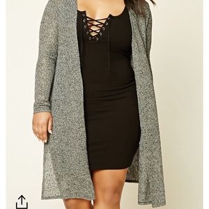 F21+ Charcoal Open Knit Cardigan