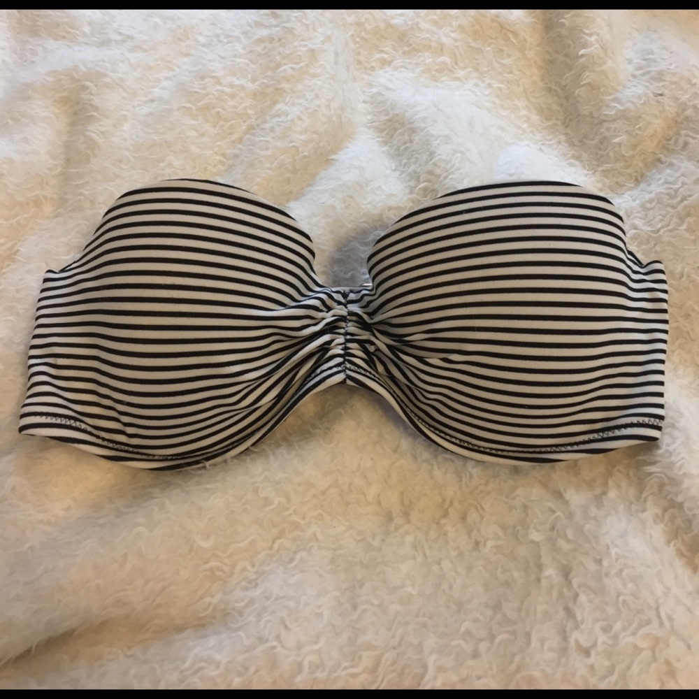 VS Black/White Striped Bandeau Bikini Top