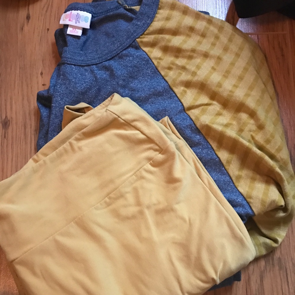 XL lularoe perfect T and TC yellow leggings