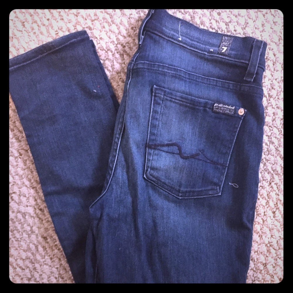 7 for all mankind dark wash skinny jeans