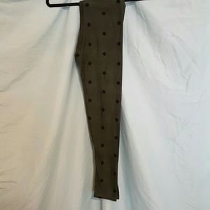 NWOT Lularoe OS Leggings Polka Dot Green/Black
