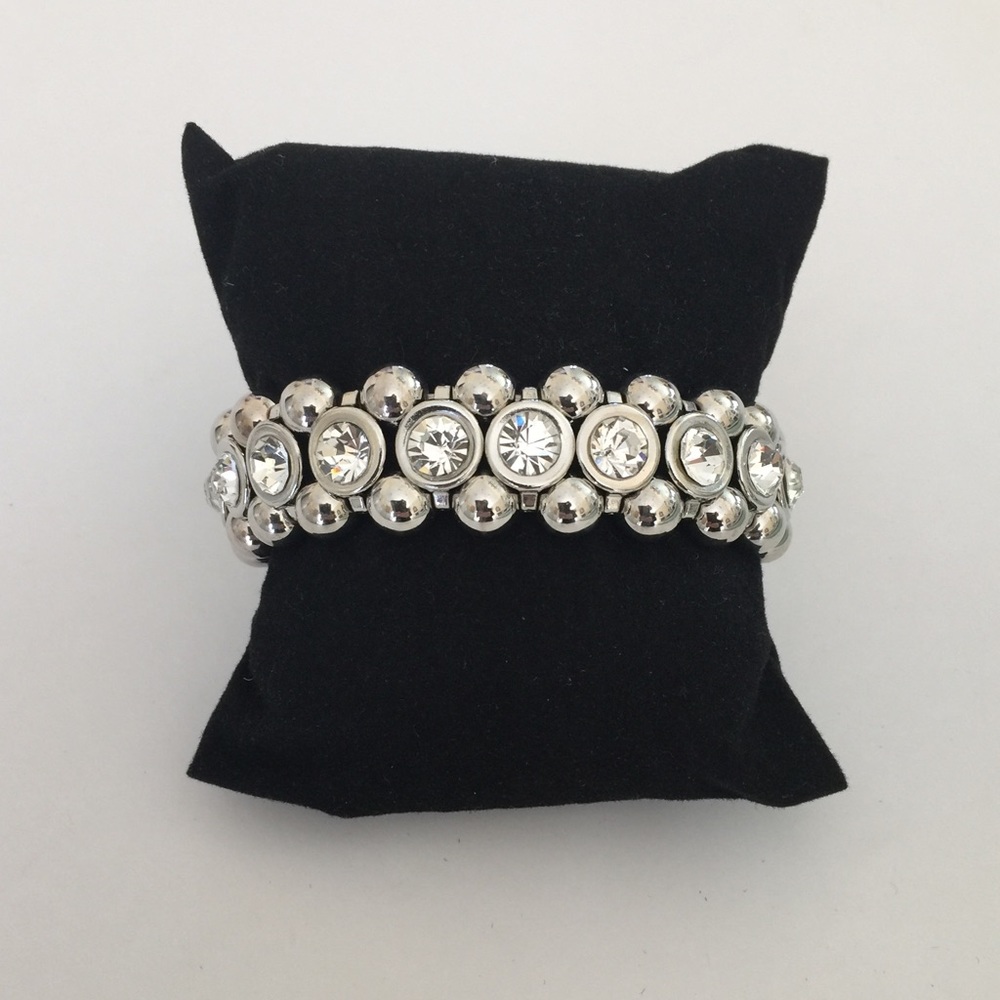 New Silver Crystal Stretch Bracelet