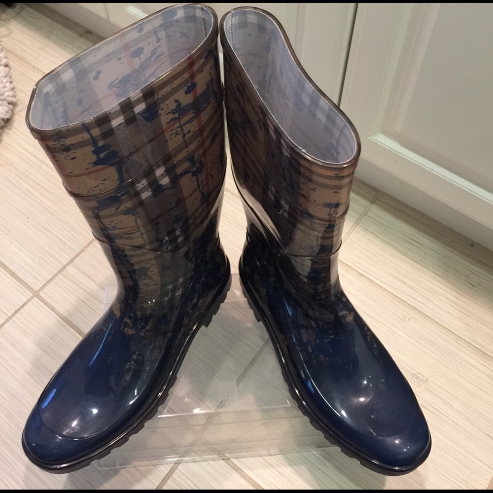 Blue Burberry Rain Boots
