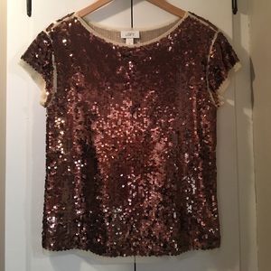 LOFT Copper Sequin Top