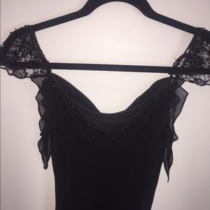 Silk black Marina dress with lace and beading
