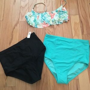 Old Navy High Waisted Swim Bottoms W/ Flutter Top