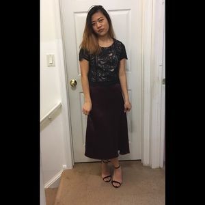 H&M shiny burgundy skirt