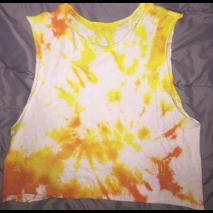 Yellow & Orange Tie Dye Crop Top