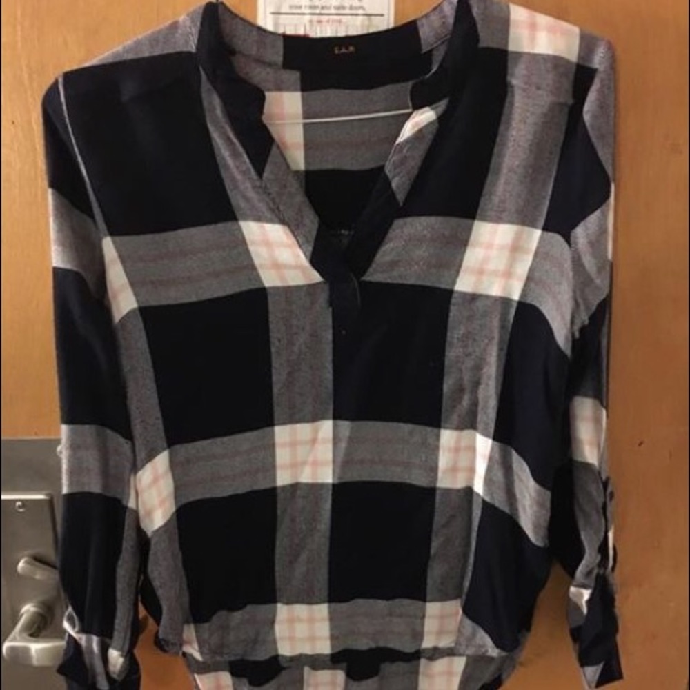 Navy and pink striped top. Super cute!