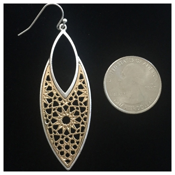 Gold or Silver Filigree Drop Fashion Earrings - Picture 7 of 7