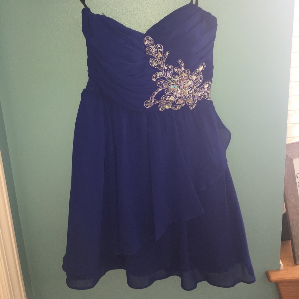 Navy Blue Short Strapless Dress