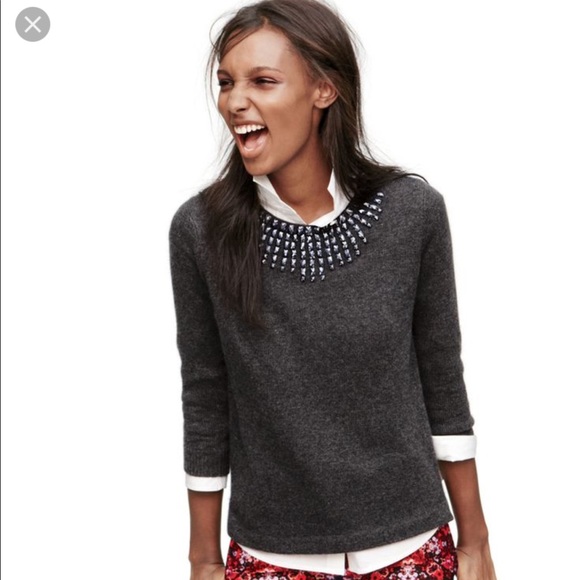Black starburst jeweled J.crew sweater NWT