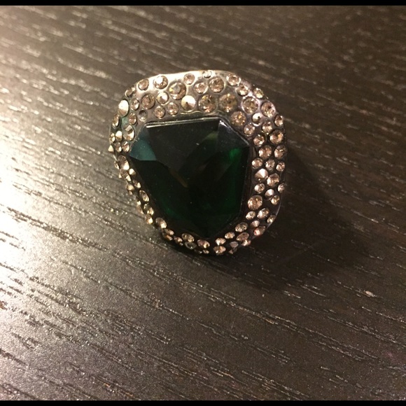 Alexis Bittar Crystal Encrust Gunmetal Emerald Rng - Picture 3 of 5