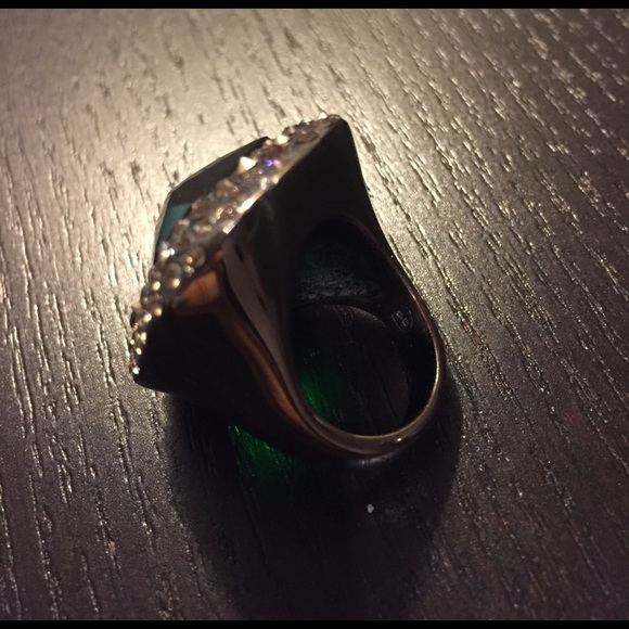 Alexis Bittar Crystal Encrust Gunmetal Emerald Rng - Picture 4 of 5