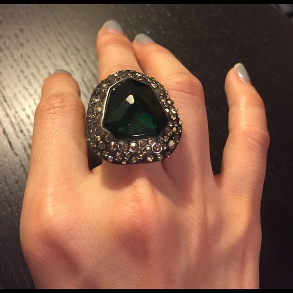 Alexis Bittar Crystal Encrust Gunmetal Emerald Rng - Picture 2 of 5