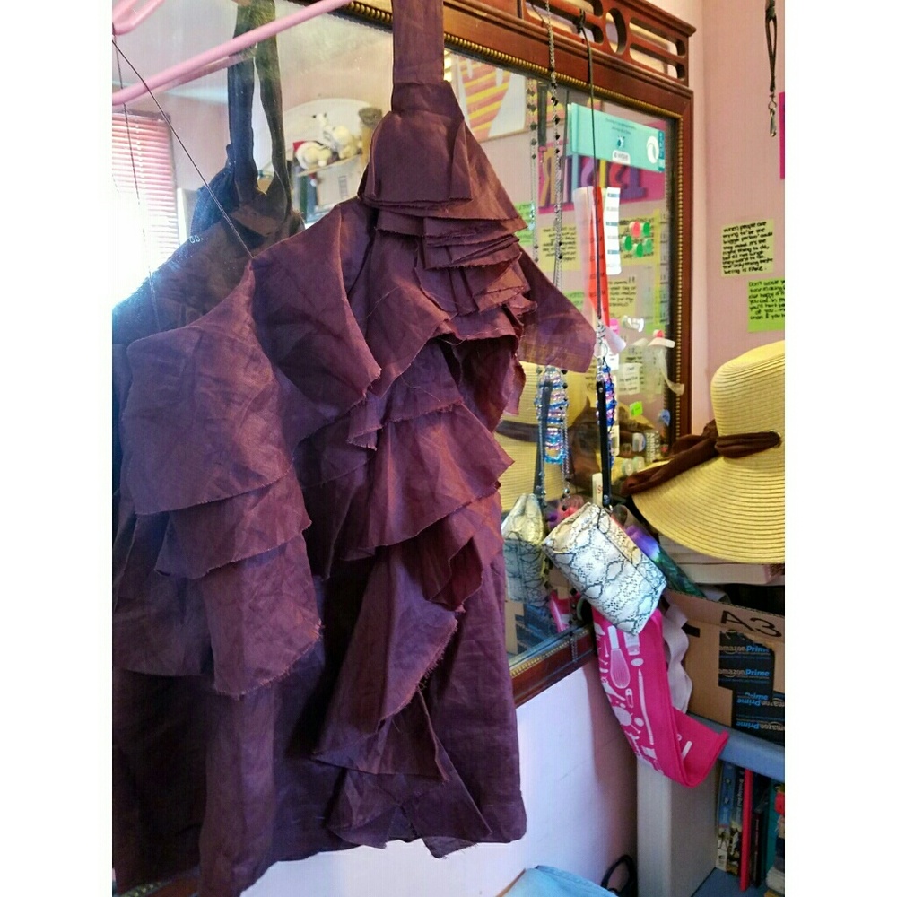 Designer One Shoulder Plum Blouse