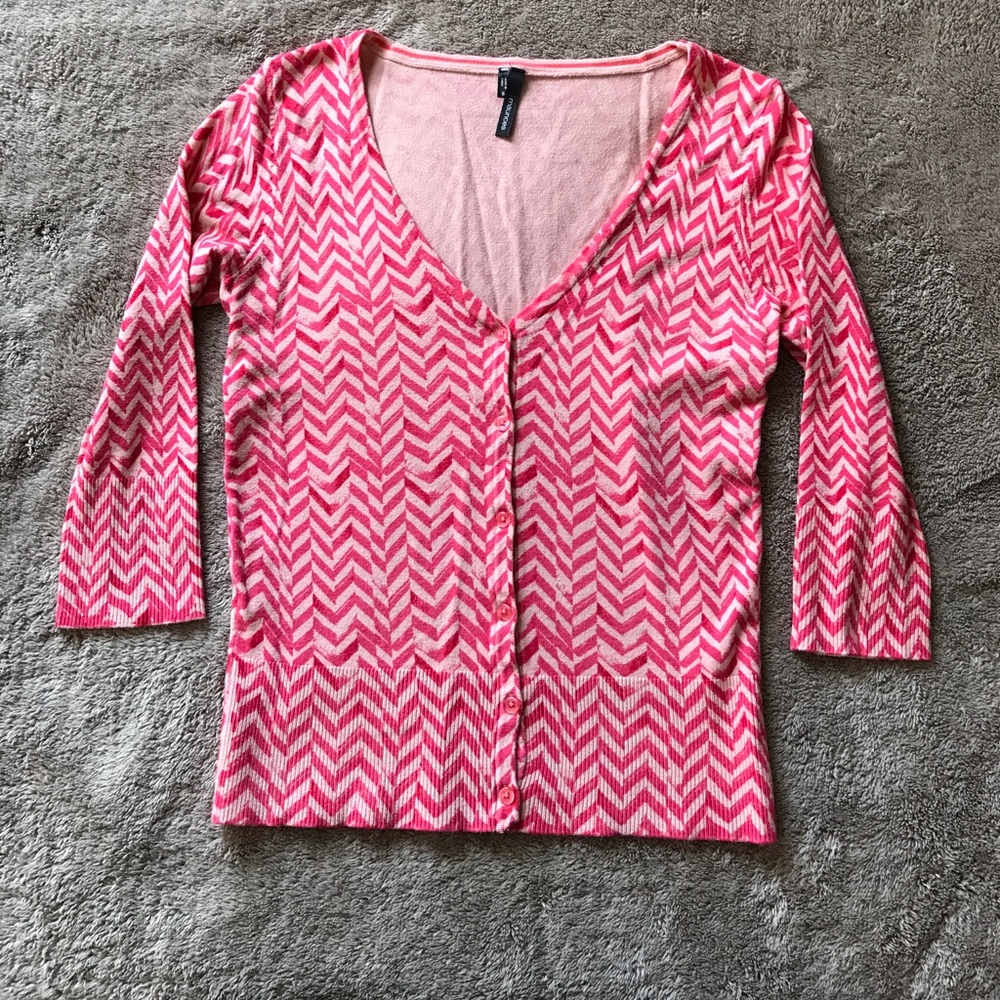 Chevron pink and coral cardigan