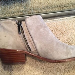 Grey heeled suede booties