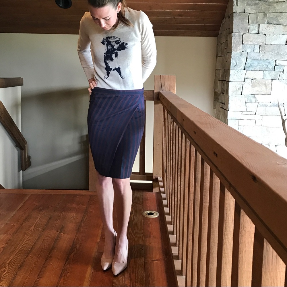 J Crew Striped Pencil Skirt