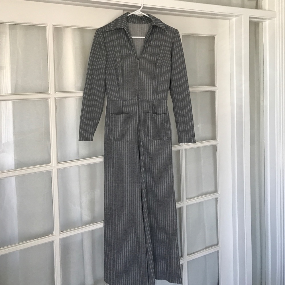 Vintage jumpsuit grey pinstripe