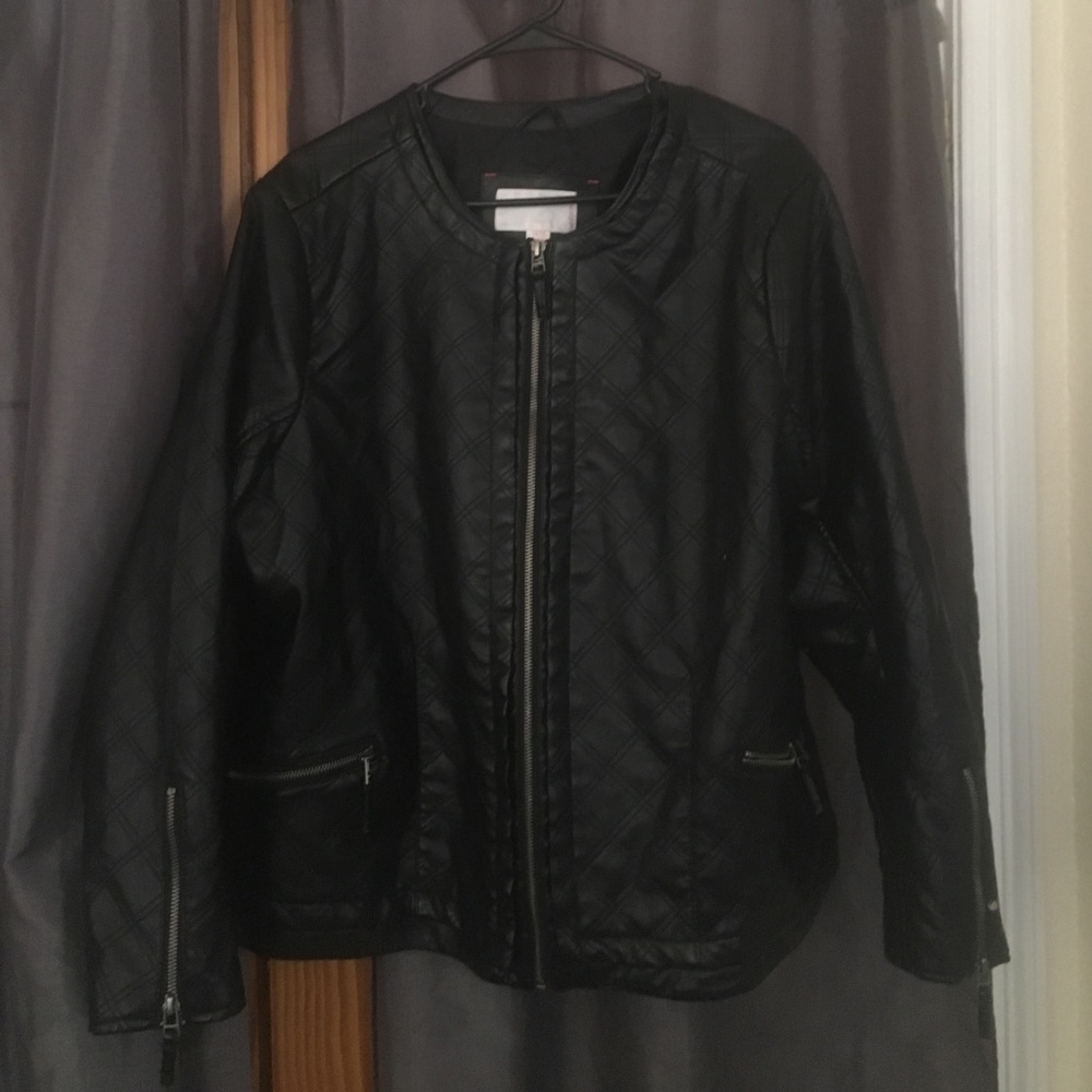 Plus Size Faux Leather Jacket
