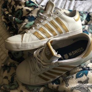 K Swiss gold &a white shoes