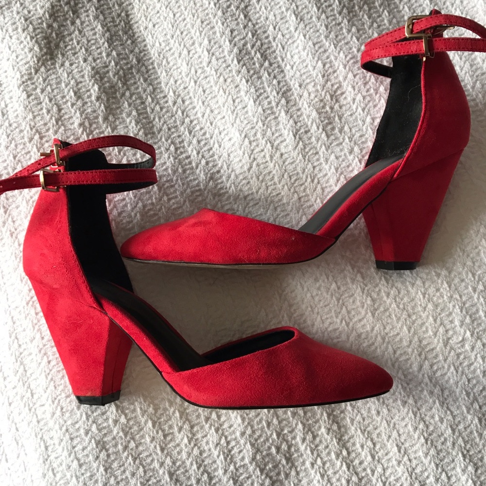 ASOS red suede pumps