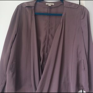 Small New York & co blush purple silky jacket.