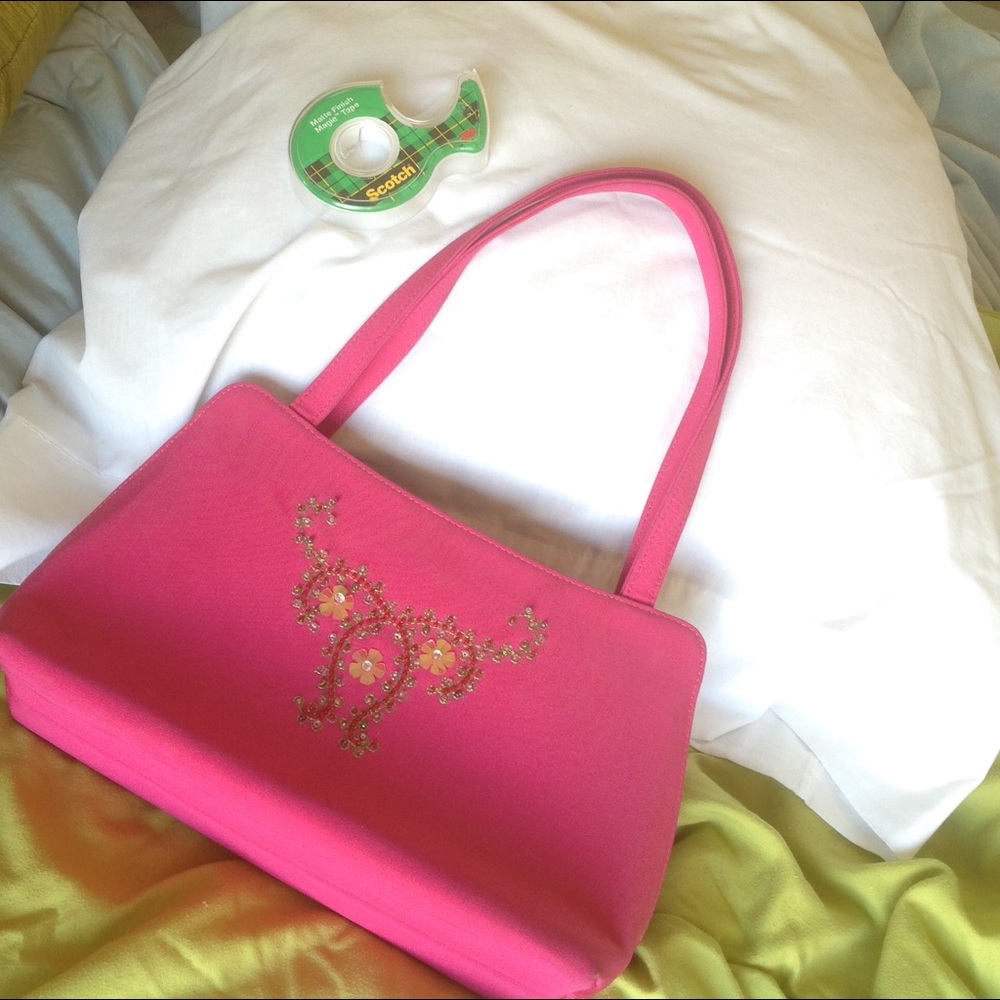 Charles Jourdan  fuschia cocktail bag w crystals