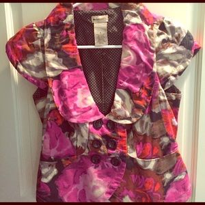 Anthropologie short sleeved floral jacket