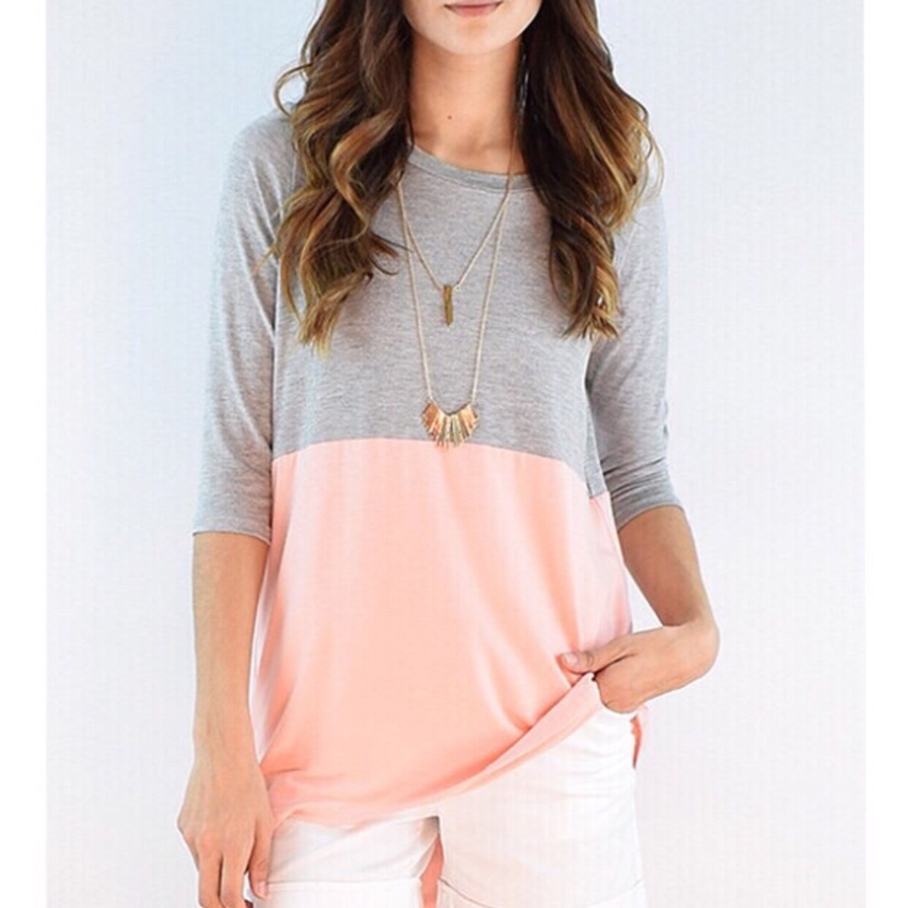 éloges Coral Color Block Tunic Top